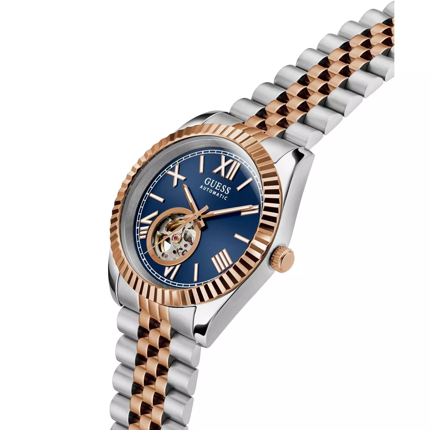 GUESS CONNOISSEUR Mens 2-Tone Automatic Watch 2-Tone Stainless Steel Brushed/Polished Bracelet 2