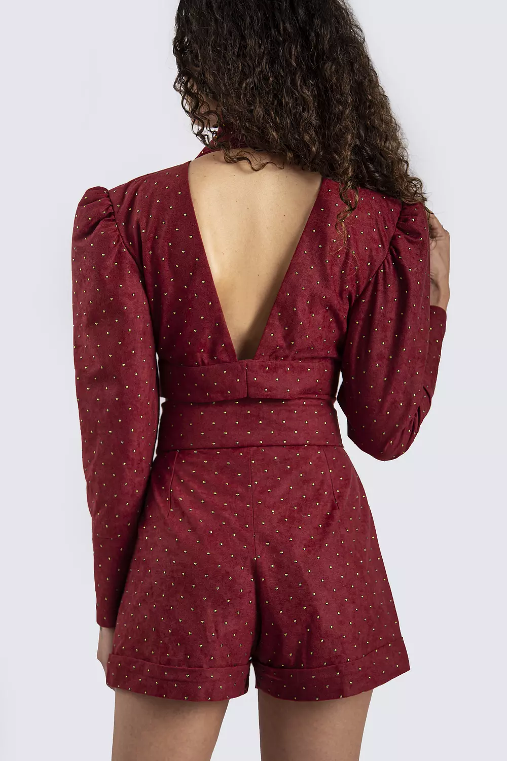 Suede Burgundy Top with Gold Studs  2