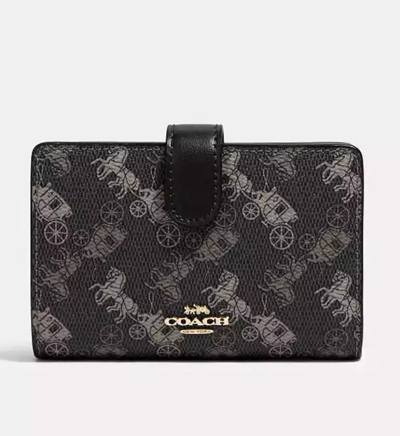 Coach Medium Corner Zip Wallet With Horse And Carriage Print image