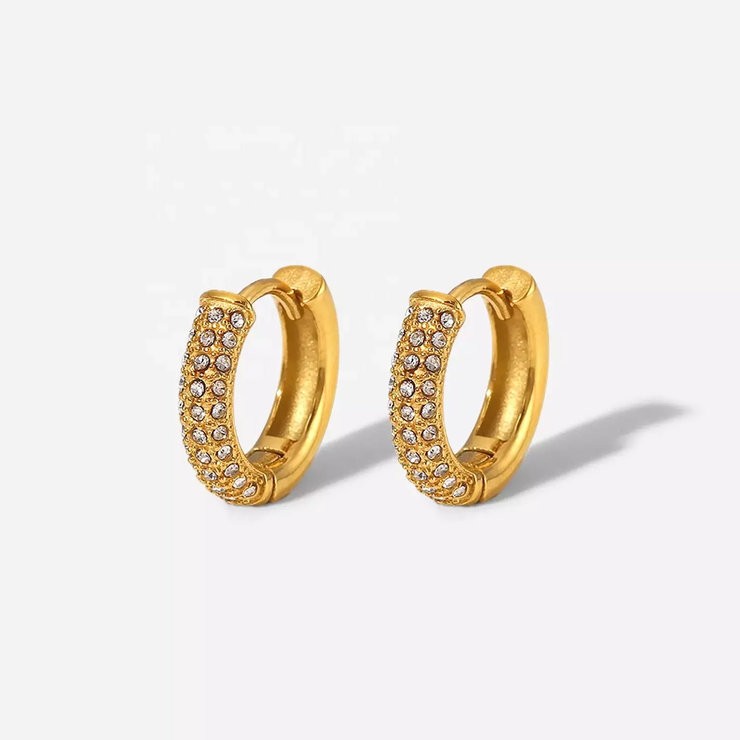 Small diamonds hoop earrings hover image