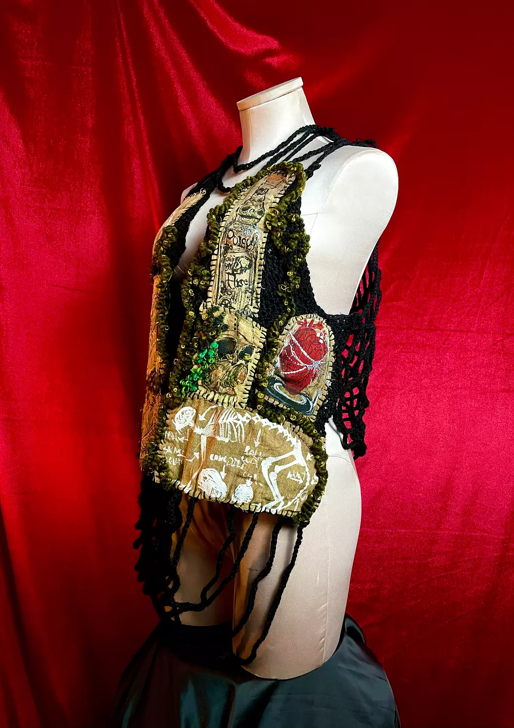 “ witch’s heart” handmade black crochet vest  1