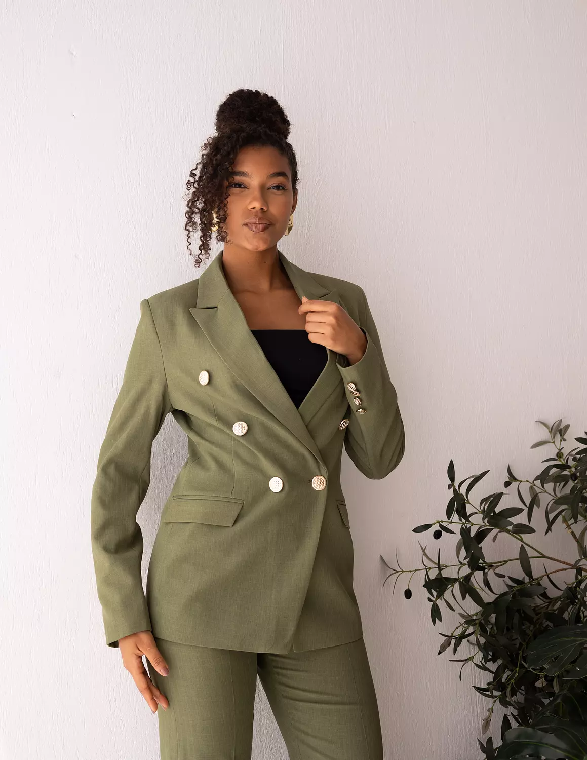 Olive Glamour double breasted blazer 5