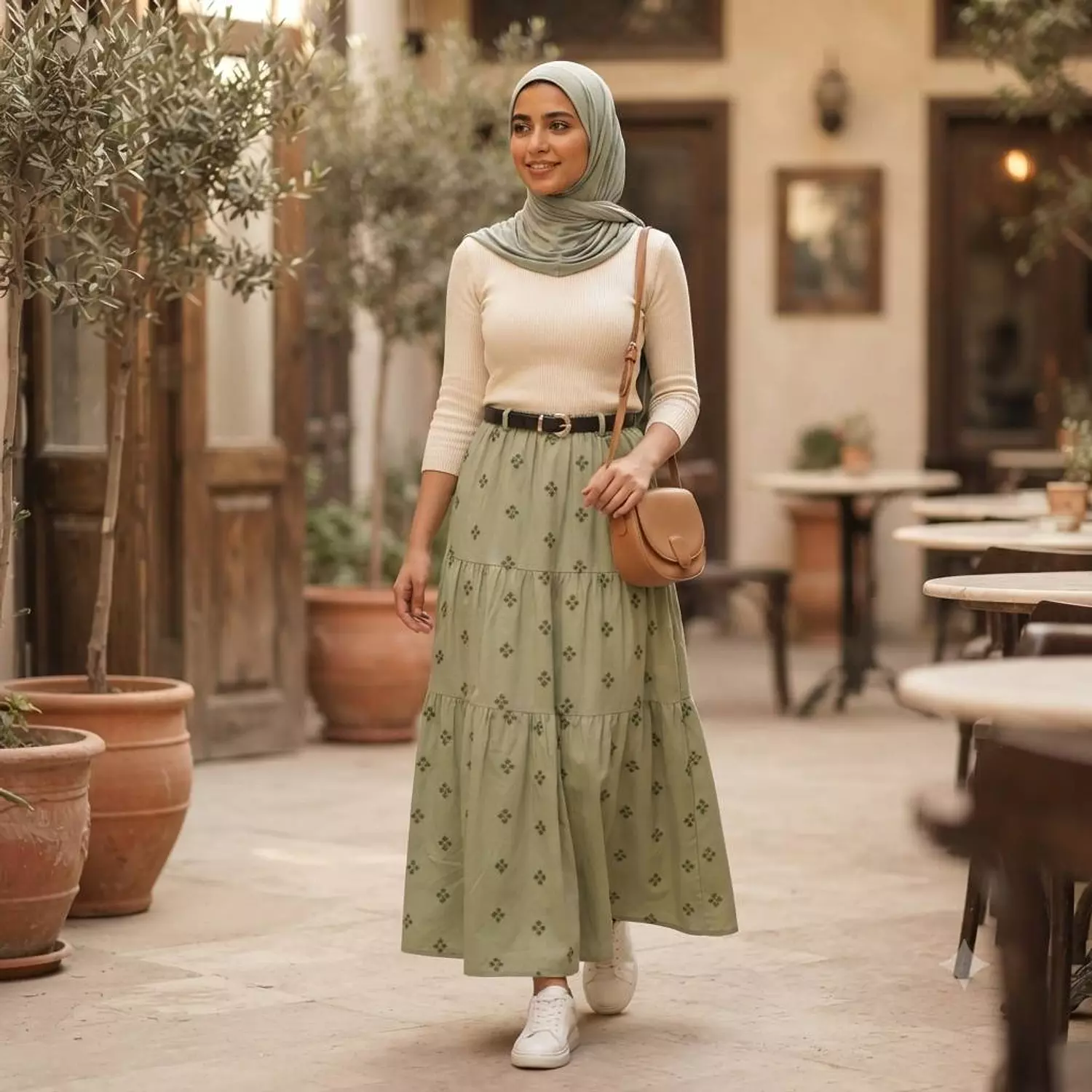 Patterned Tiered Maxi Skirt 2