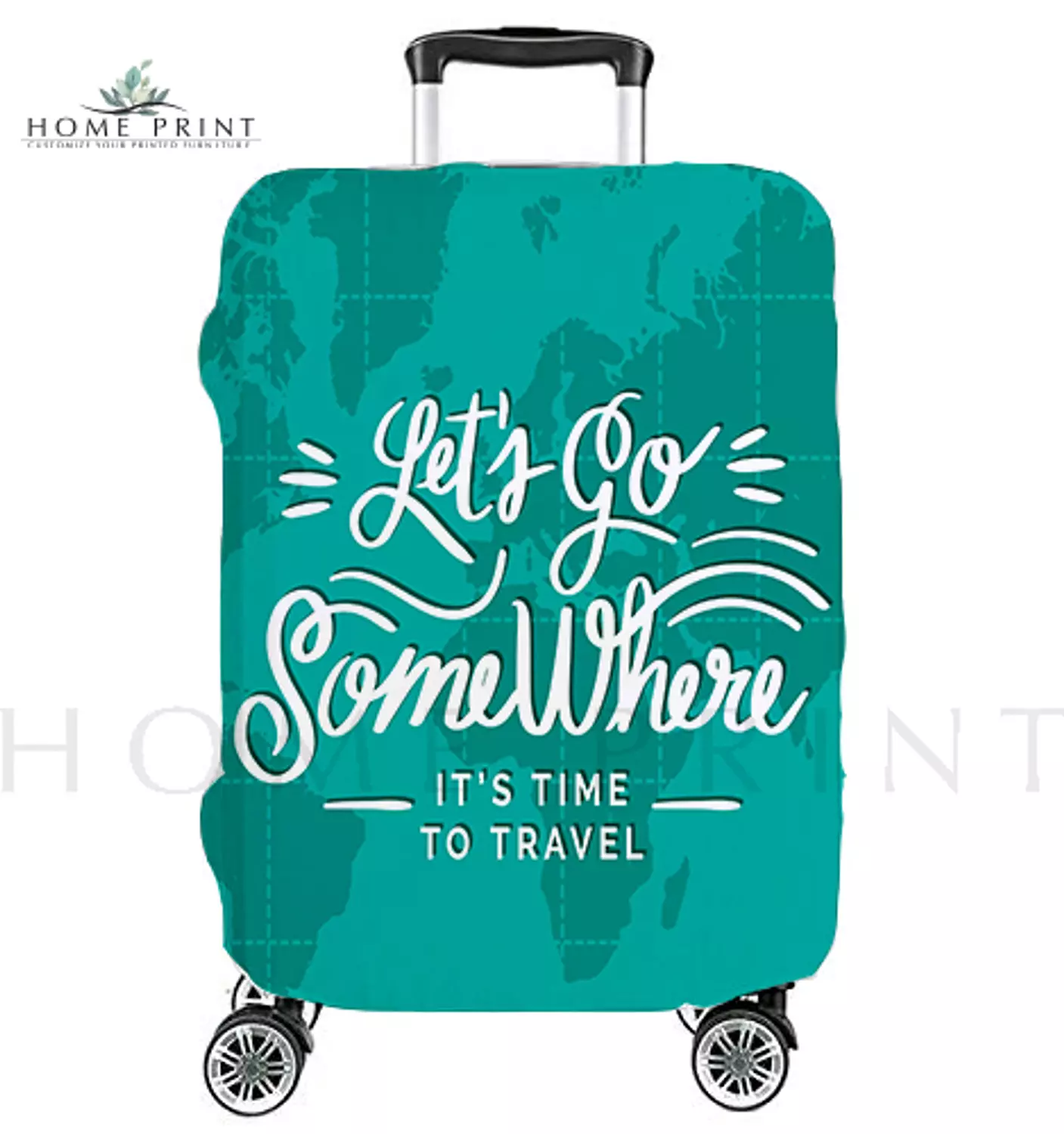 Suitcase Lycra Cover  - Let's Go somewhere - Map background  image