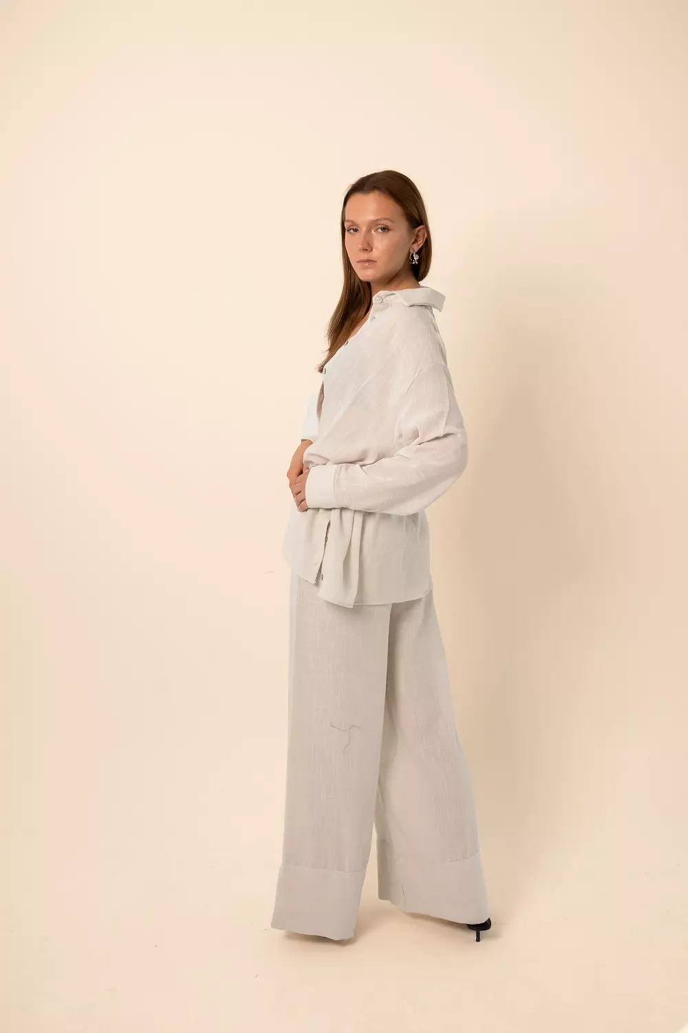 Wide-Leg Pants - Oyster White hover image