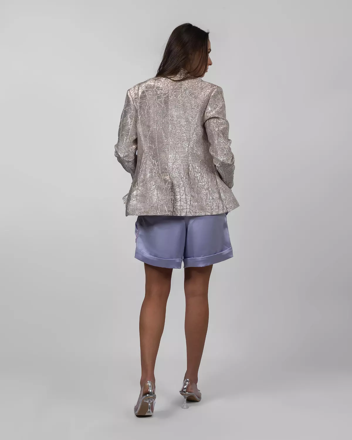 Purple Satin Bermuda Shorts 7