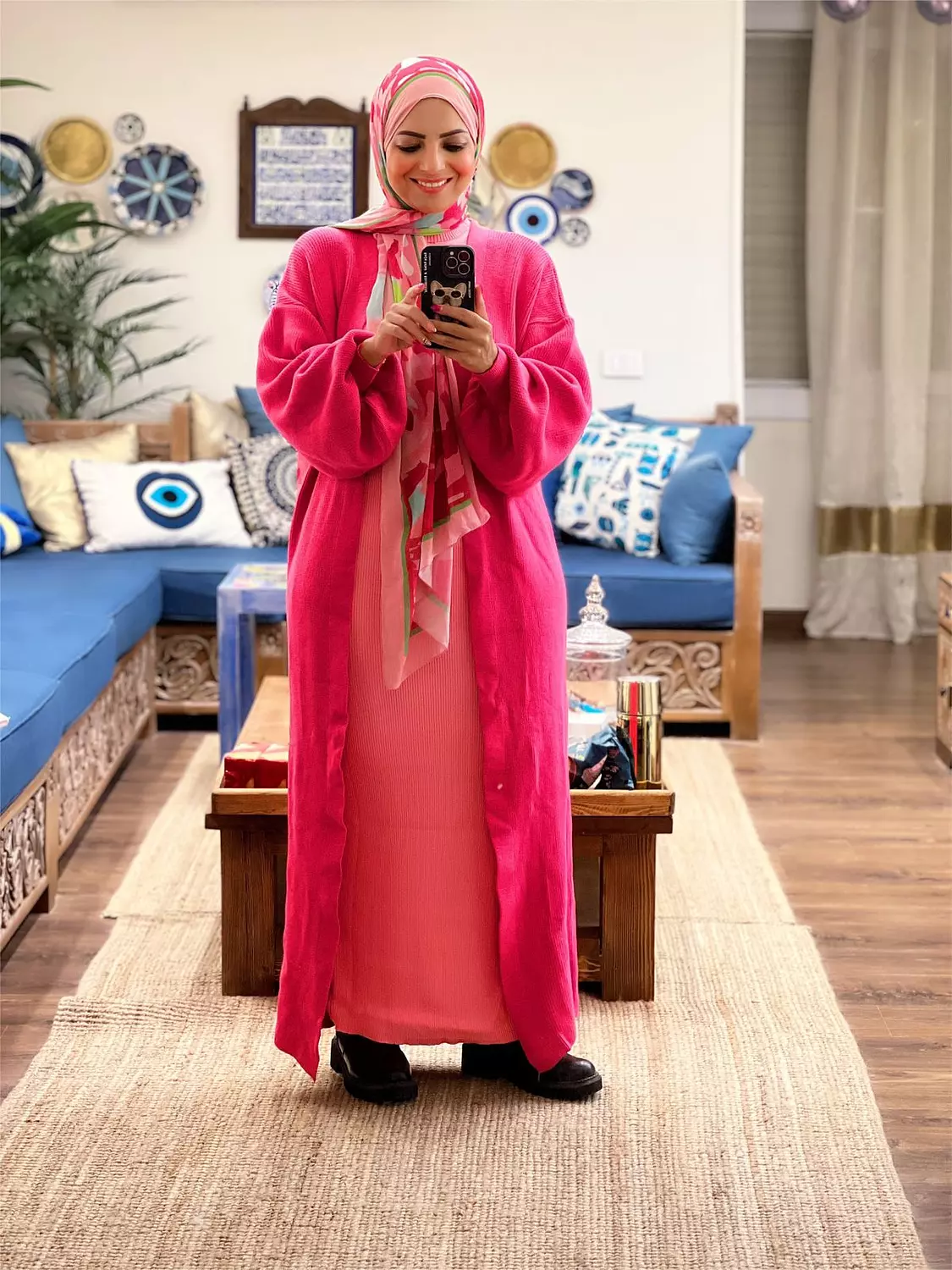 Knitted High-cool Plain Basic Dress - Pink image