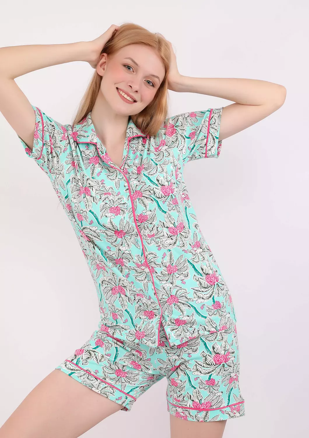 SNOOPY PALMS BUTTONED SHORT PAJAMA SET 5