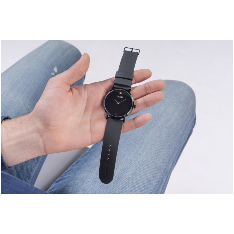 Guess W1264G2 Gents Watch -Round Shape Black Silicone Strap 5