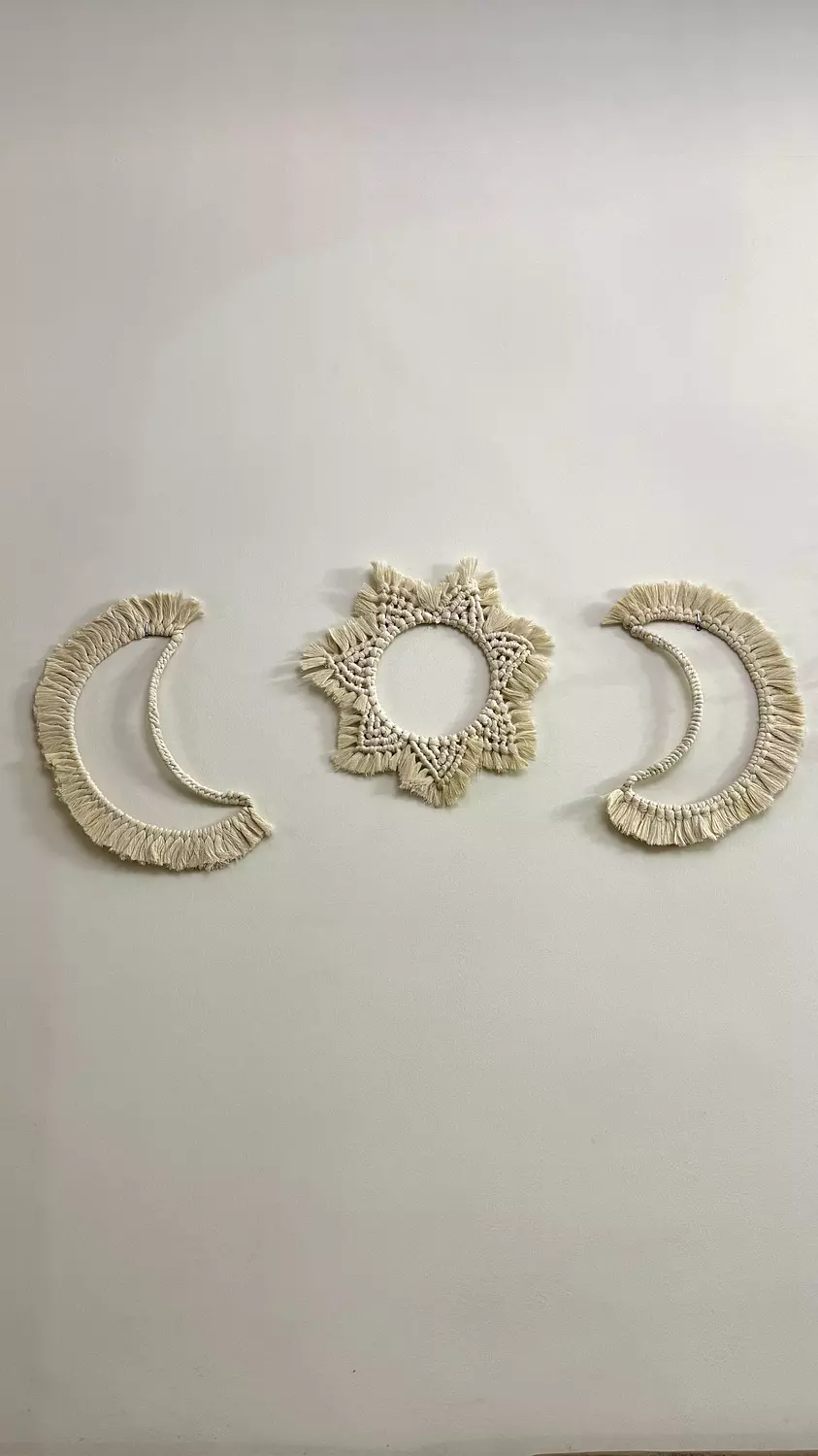 Macrame Moon and Star Wall Decor Set image