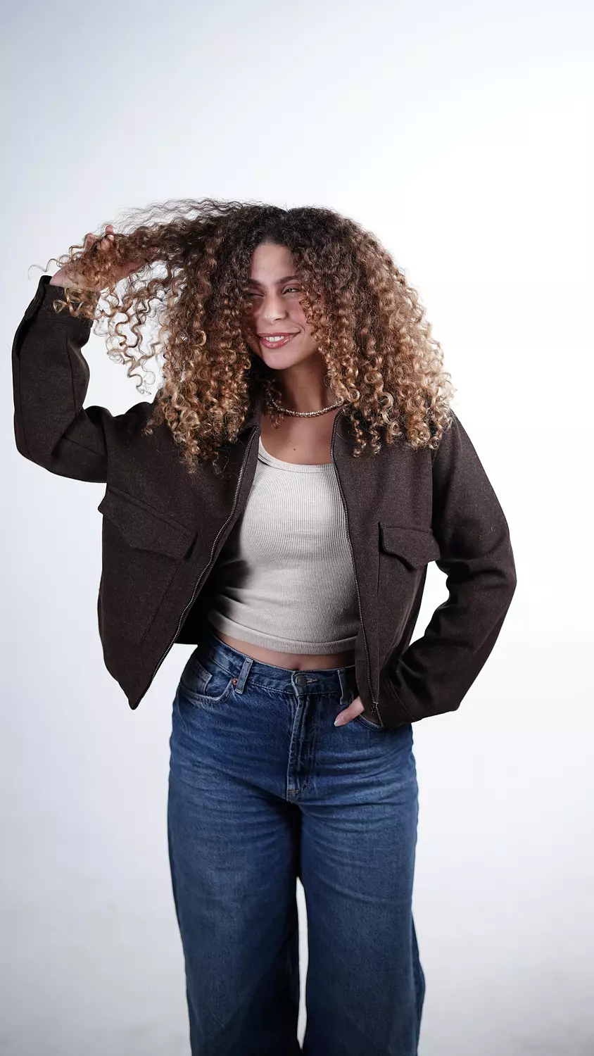 The Urban Wool Zip Jacket- Brown  hover image