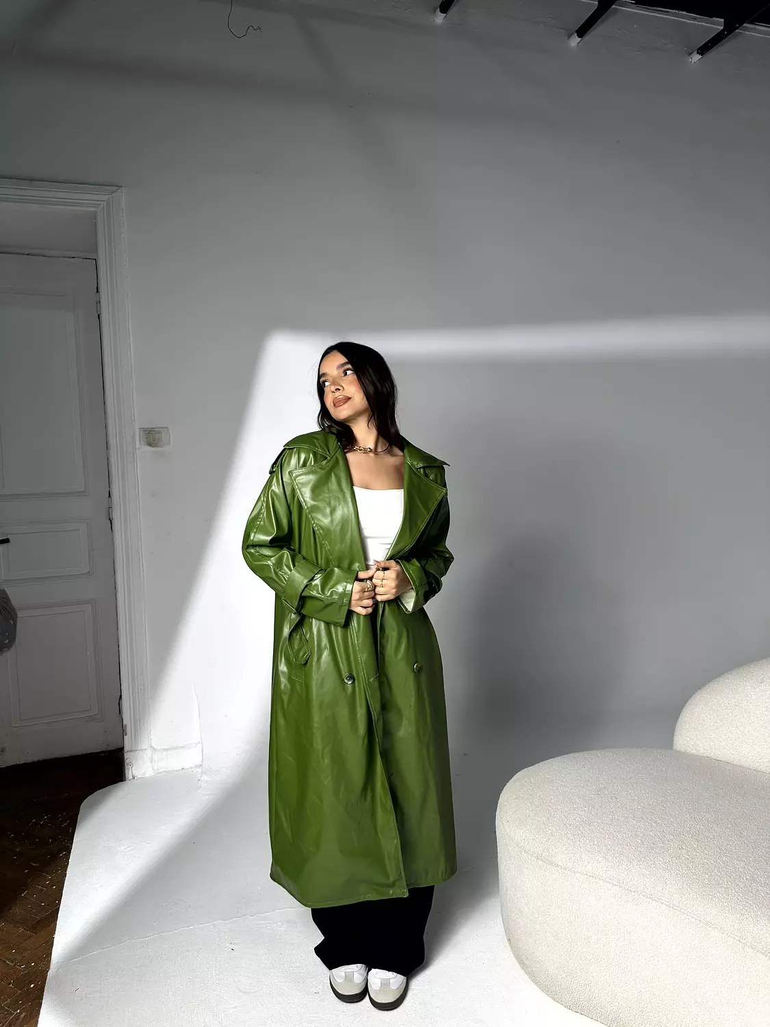 Avocado Leather coat 2