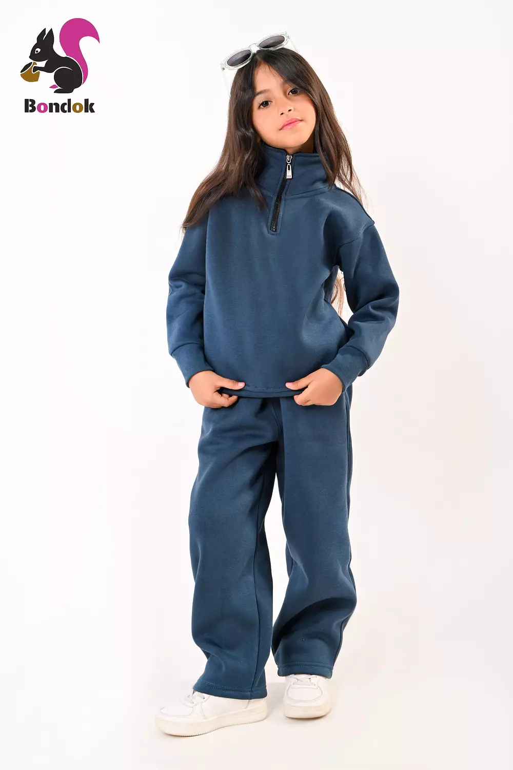 BONDOK Kids Tracksuit Set – Girls¼-Zip Stand-Collar Sweater & Jogger Pants, Comfy Fit – Ages 4–14 9