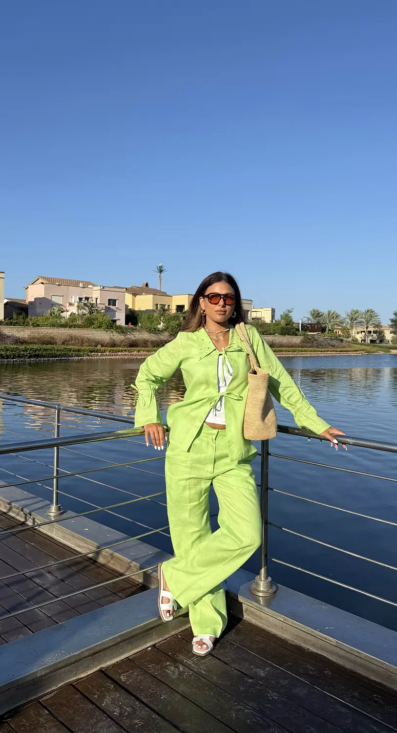  Apple Green Embellished Kimono  3