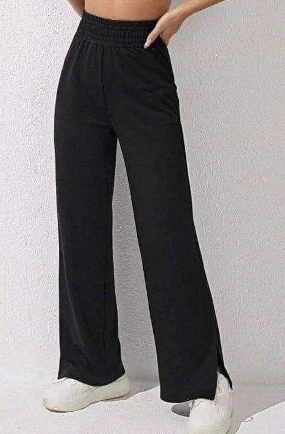 Sweat pants with side slit hover image