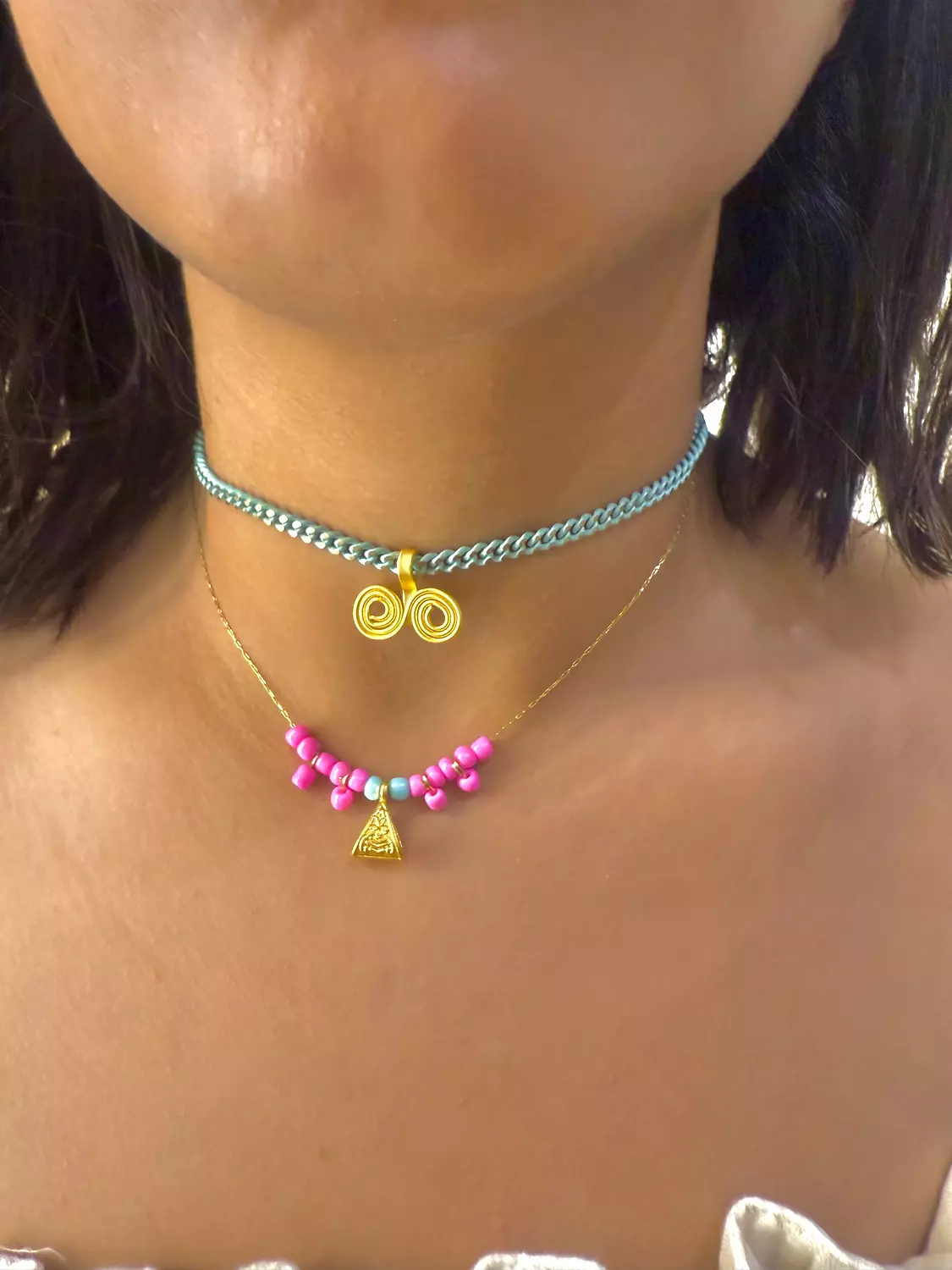 Set of two gold plated necklaces image