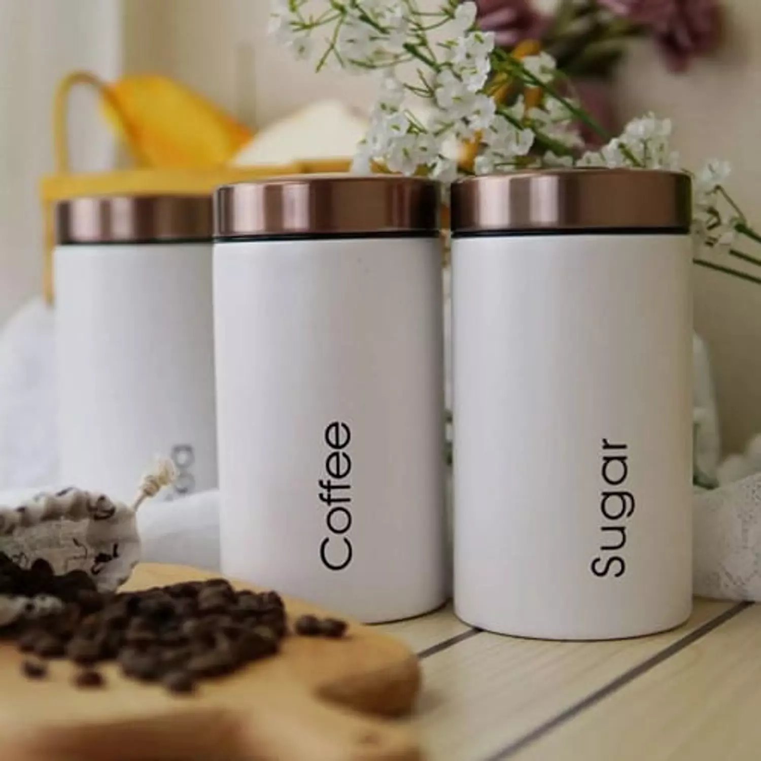Tea And Sugar And Coffee Metal Jars 3