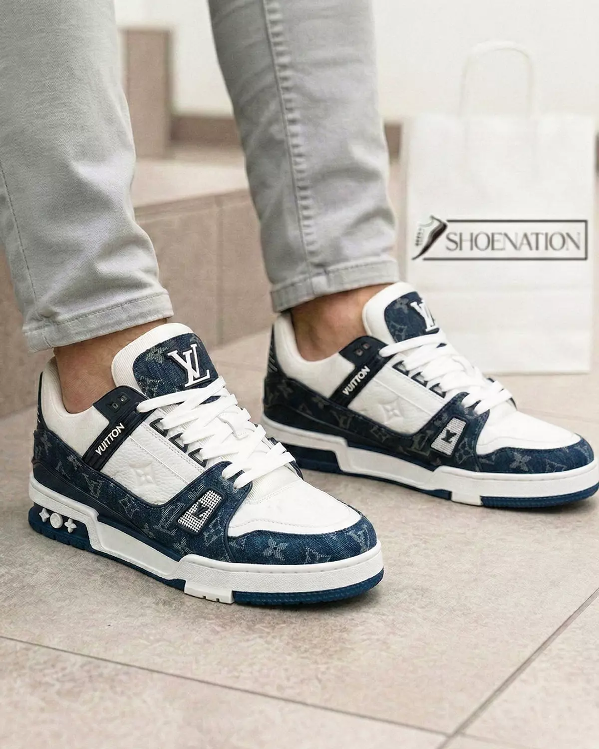 LV Men Shoes - Navy blue & White image