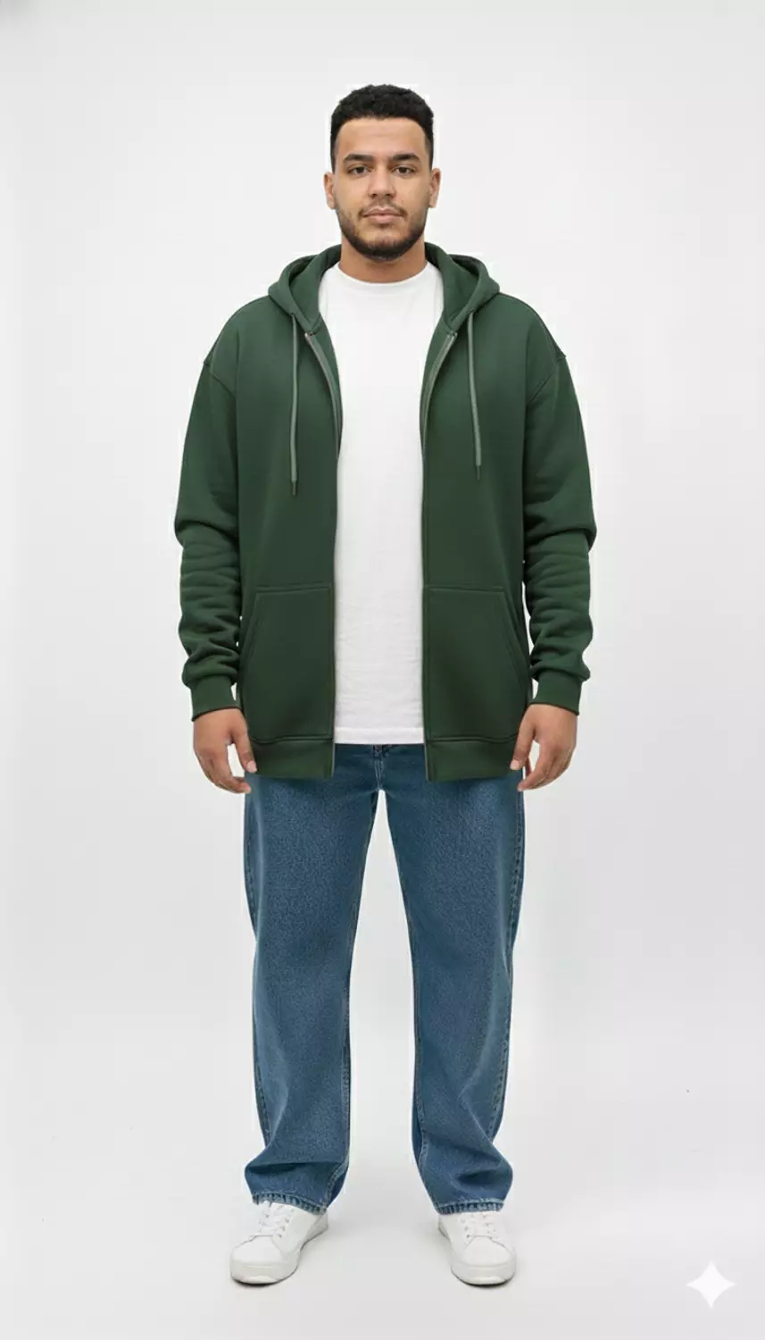 Unisex Plus Size Daily Comfort Full-Zip Hoodie 8