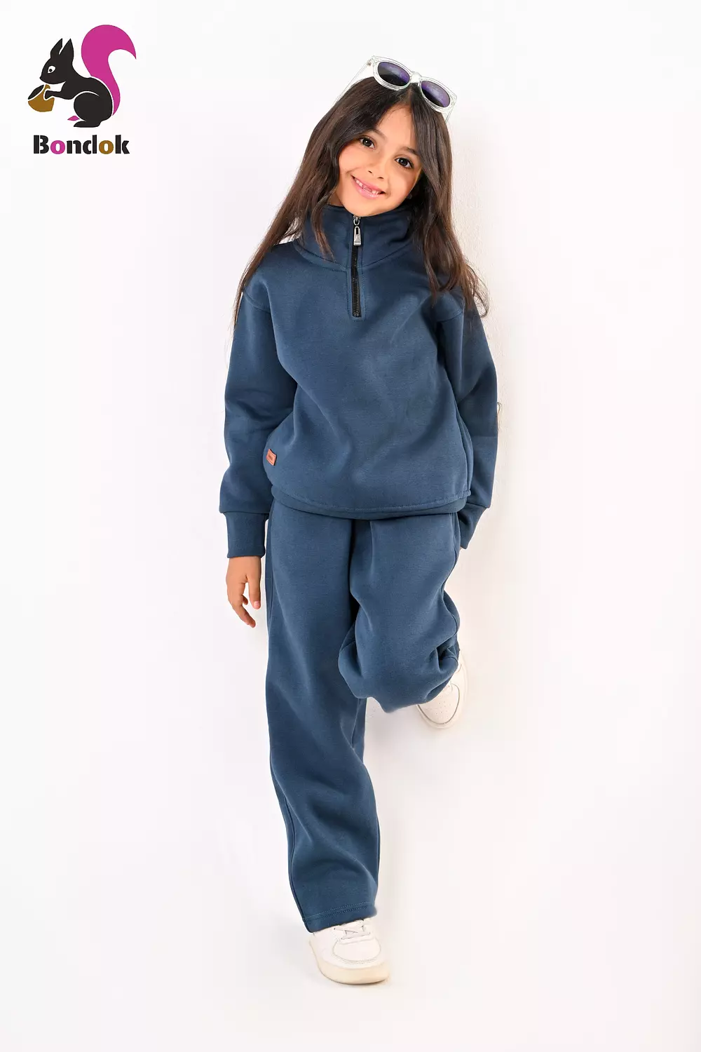 BONDOK Kids Tracksuit Set – Girls¼-Zip Stand-Collar Sweater & Jogger Pants, Comfy Fit – Ages 4–14 image