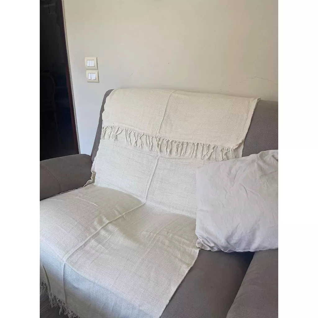 Off white linen and cotton throw