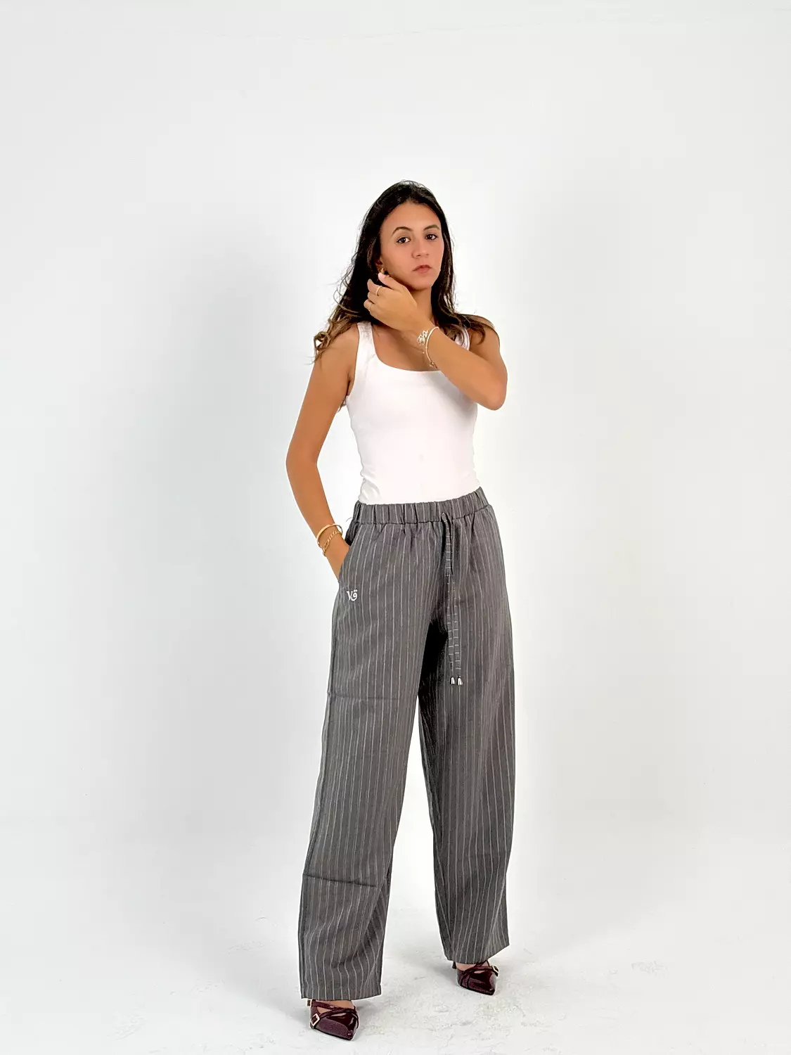Wide Leg Stripped Pants - Women 9