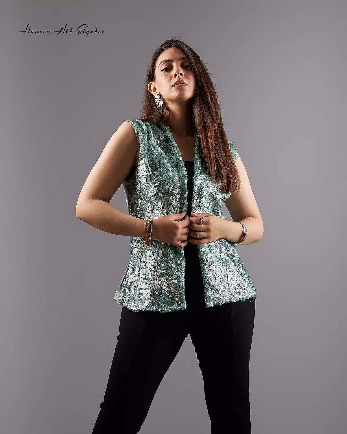 Mint green sequined vest 3