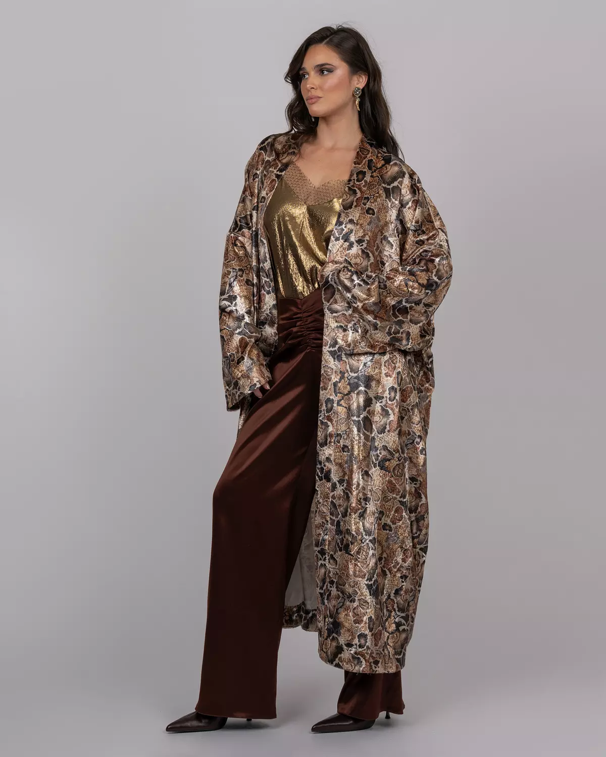 Silk Velvet Leopard Print Maxi Kimono image