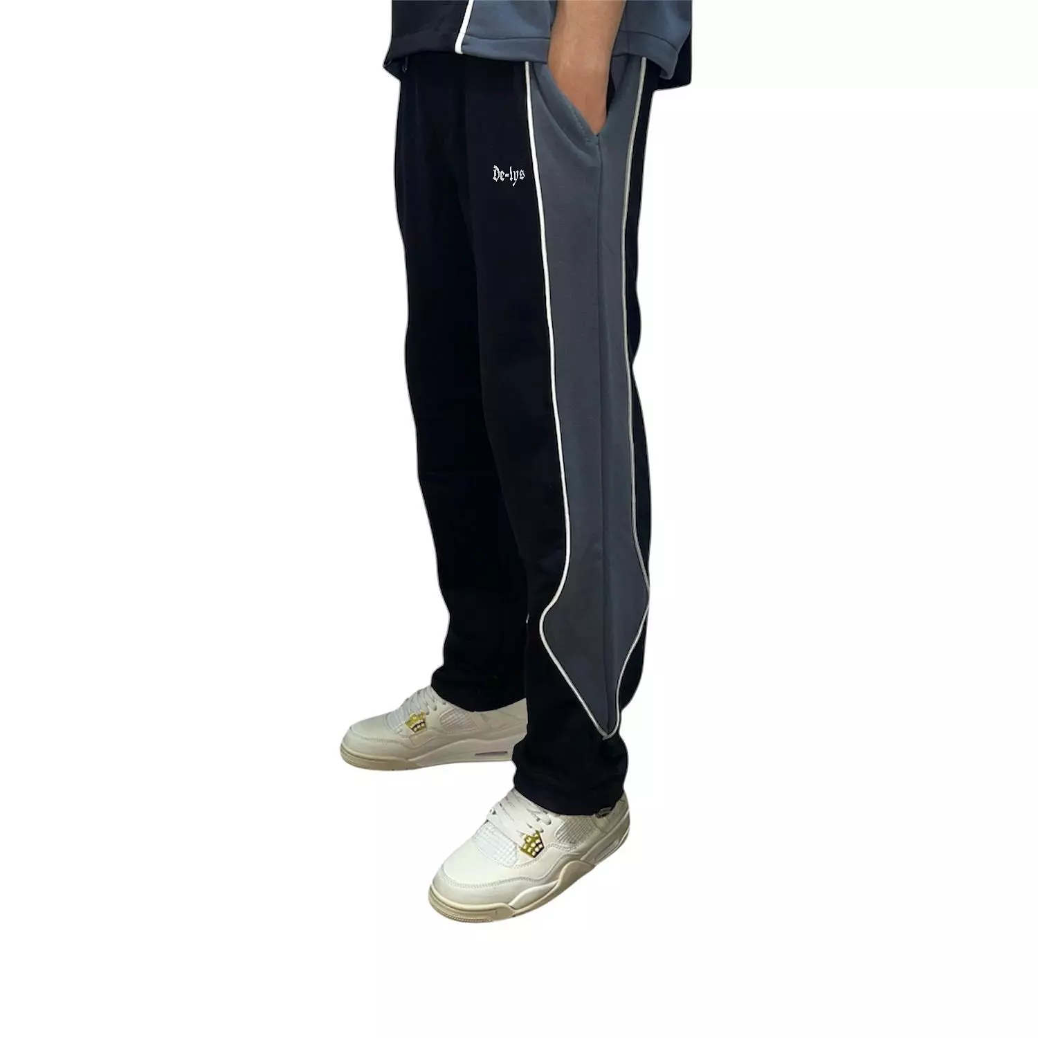 De-lys pants Black & Grey with white stripe 1