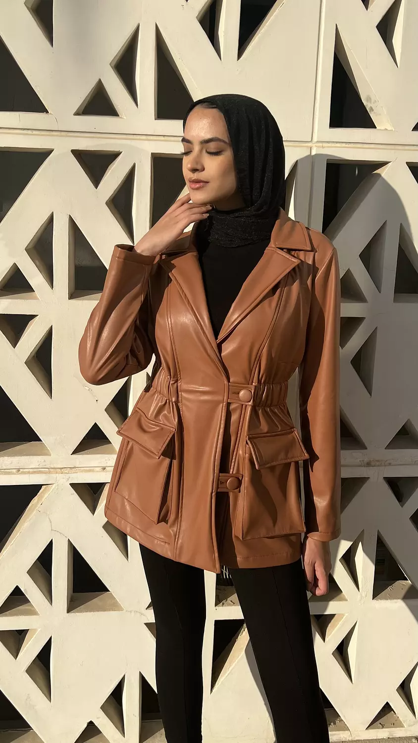 Leather Blazer - Camel image