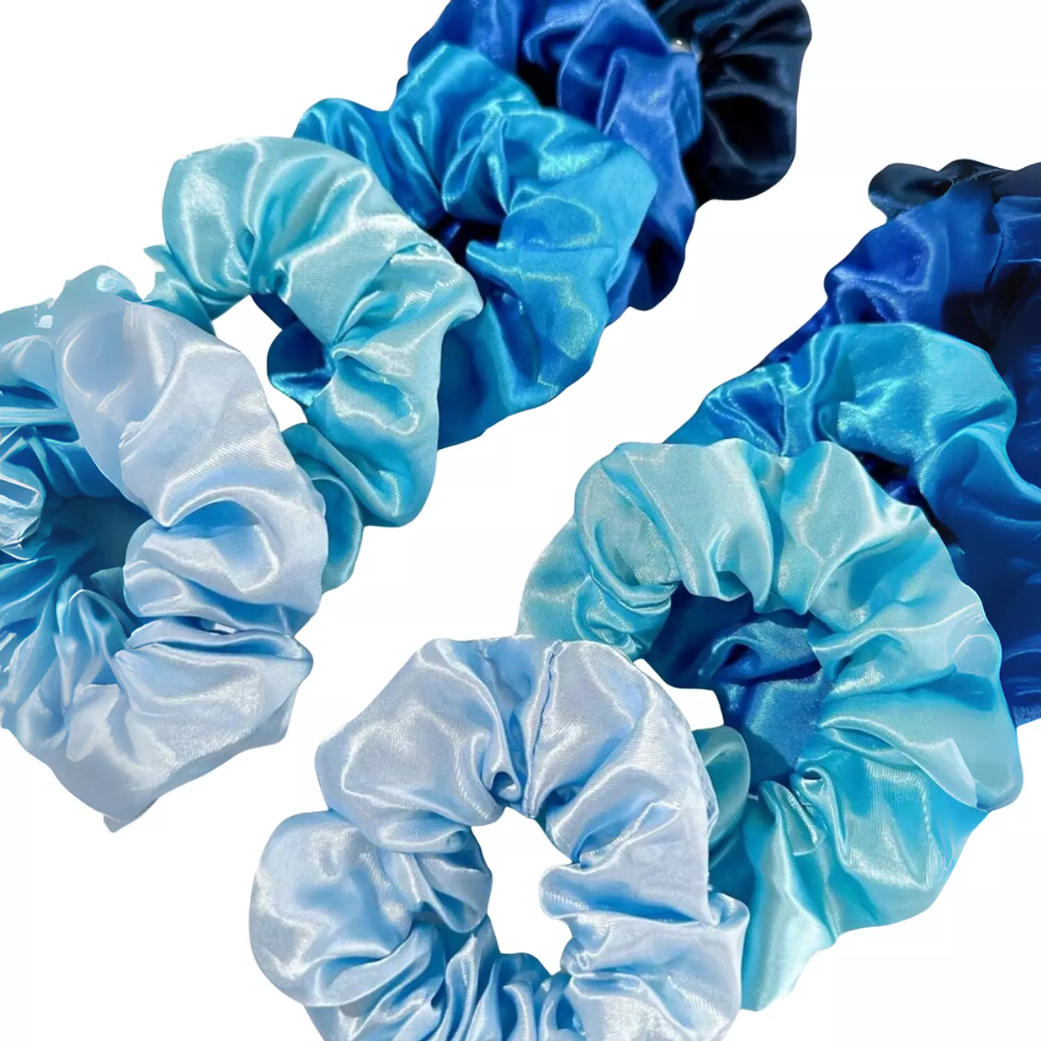 1 Pc Blue Satin Scrunchies 1