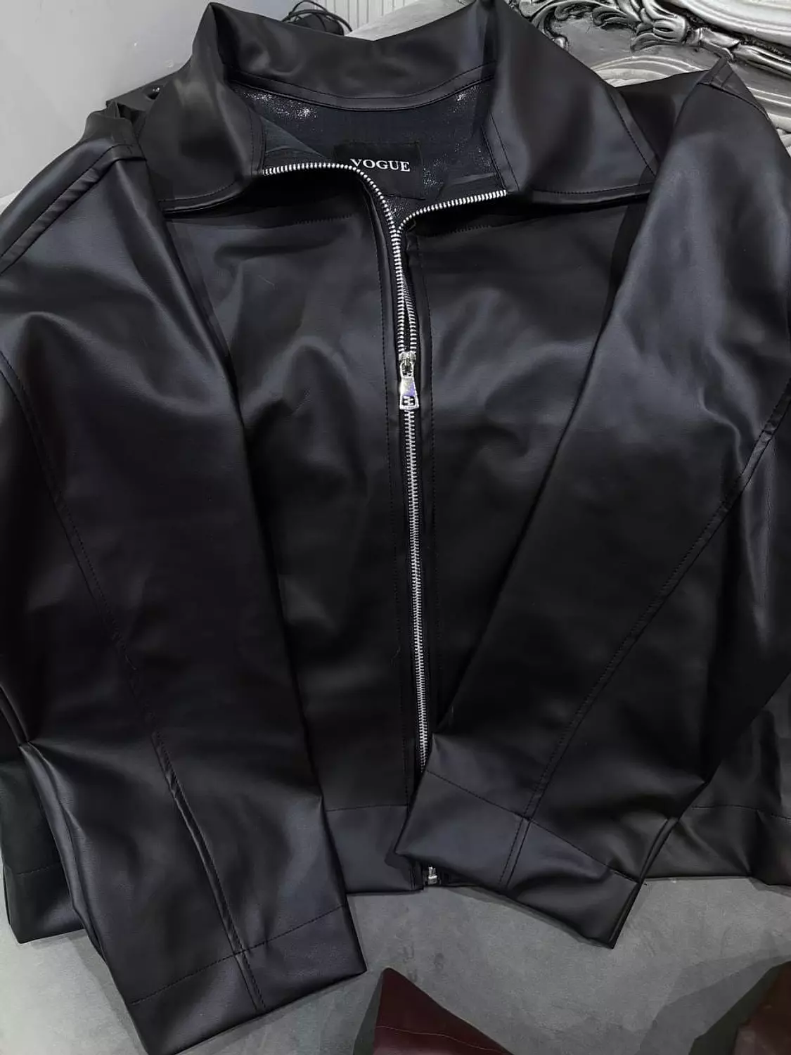 Faux Leather Zip-Up Jacket 6