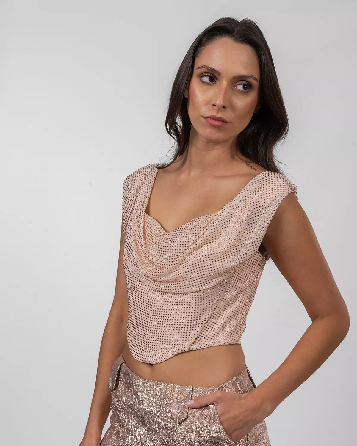 Powder Pink Strass Corset  4