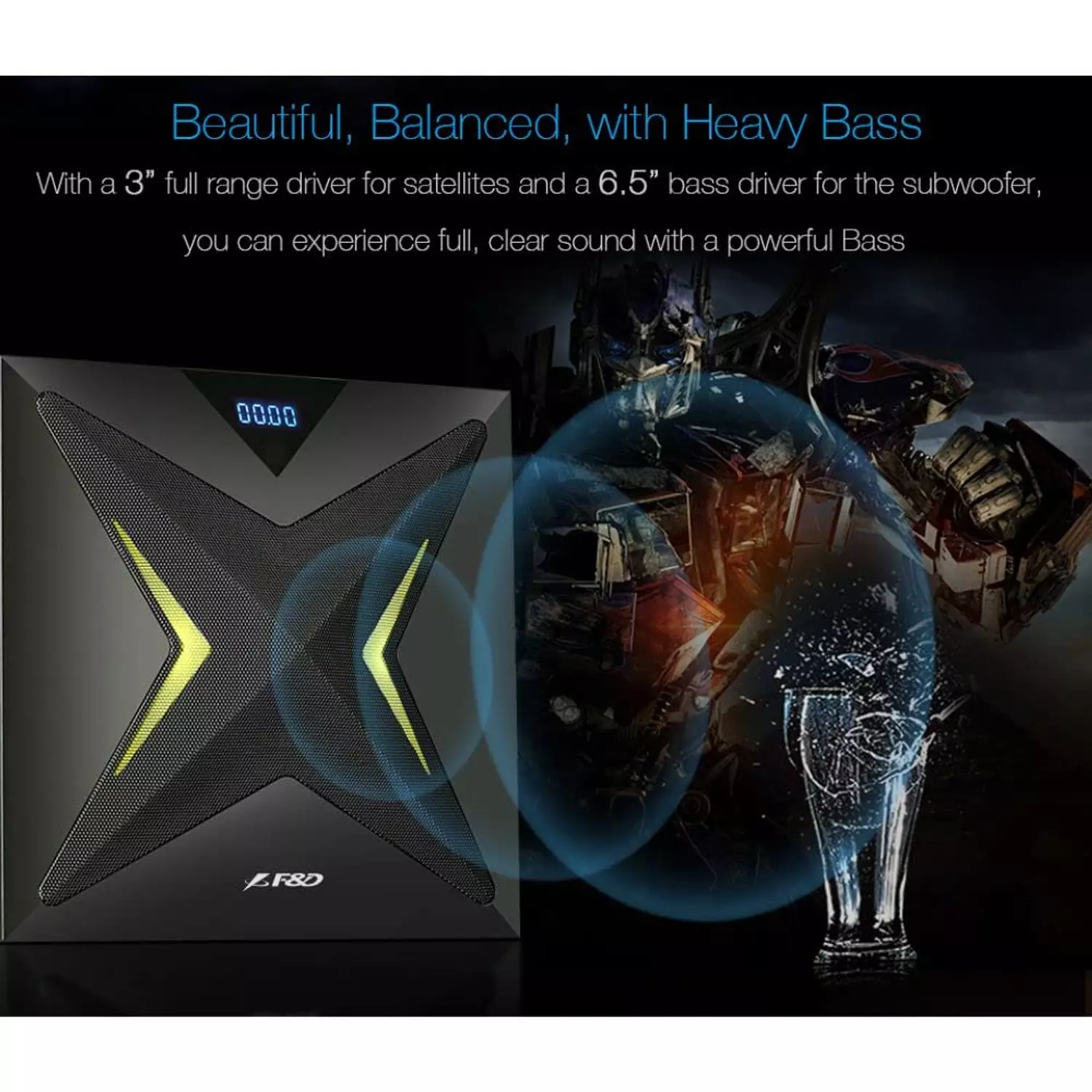 F&D F550X Home Theater, 2.1, Bluetooth, NFC, LED, Remote 5