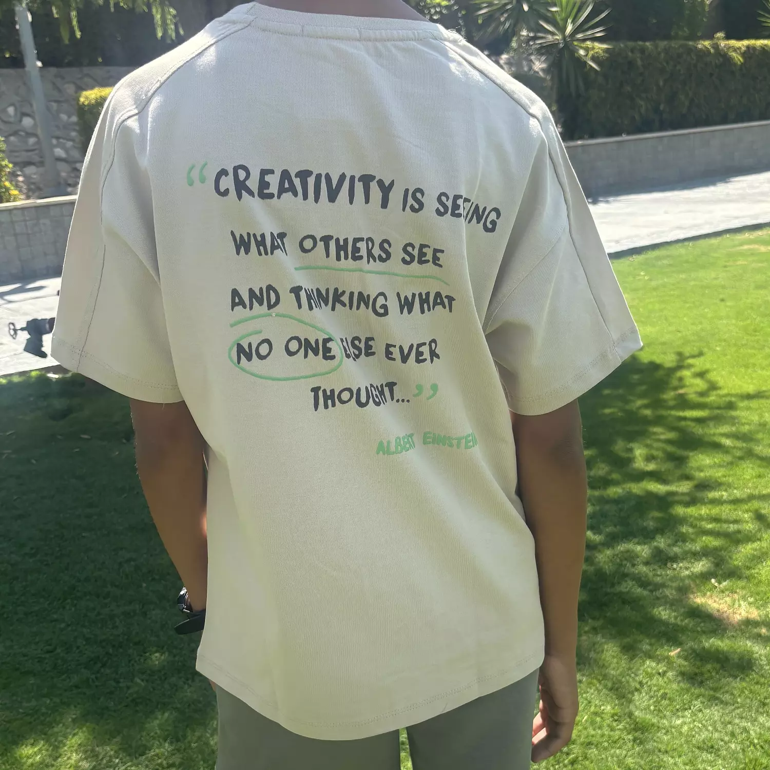 Beige Raised Print Oversized T-shirt  image