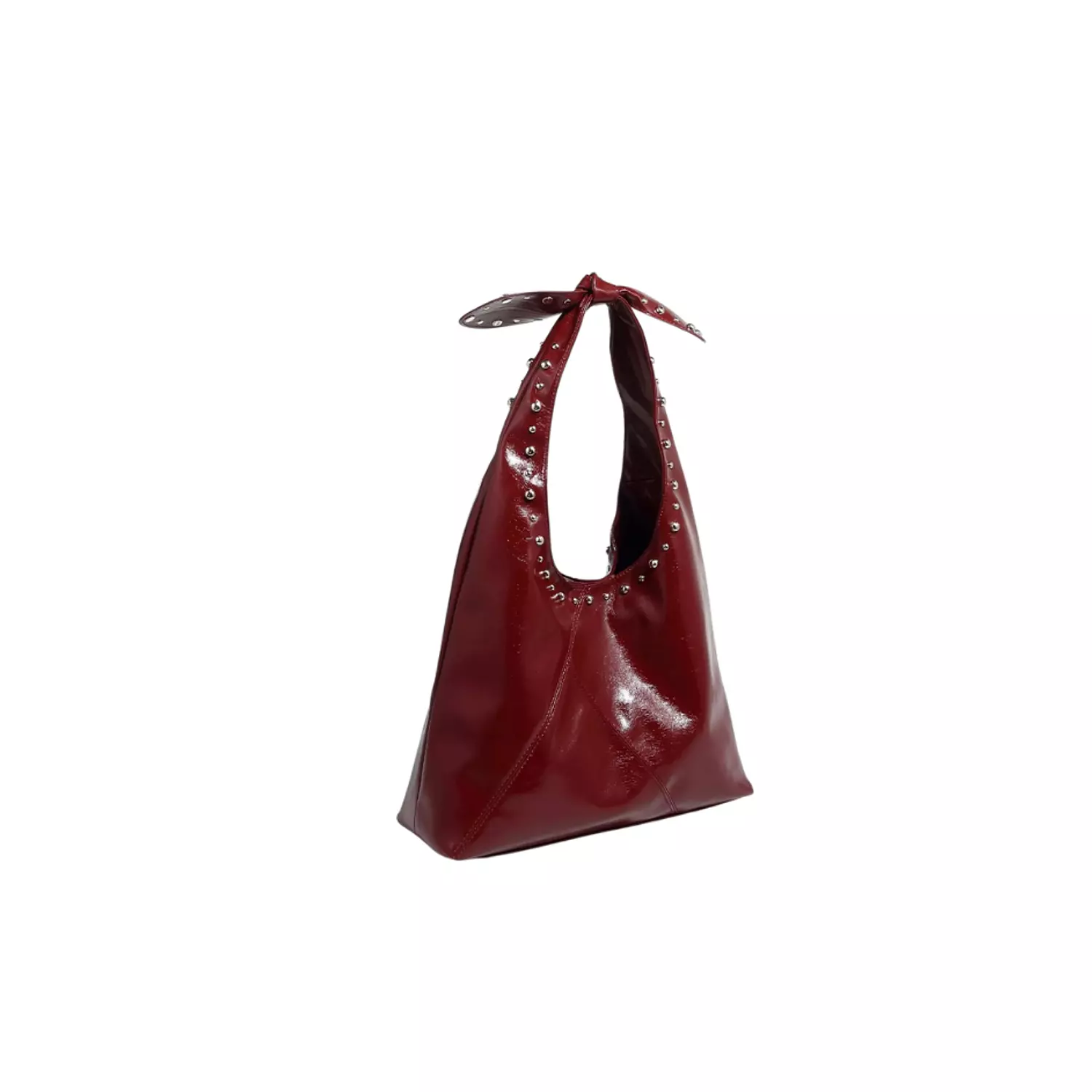 Burgundy Studded Frame Shoulder Bag   2