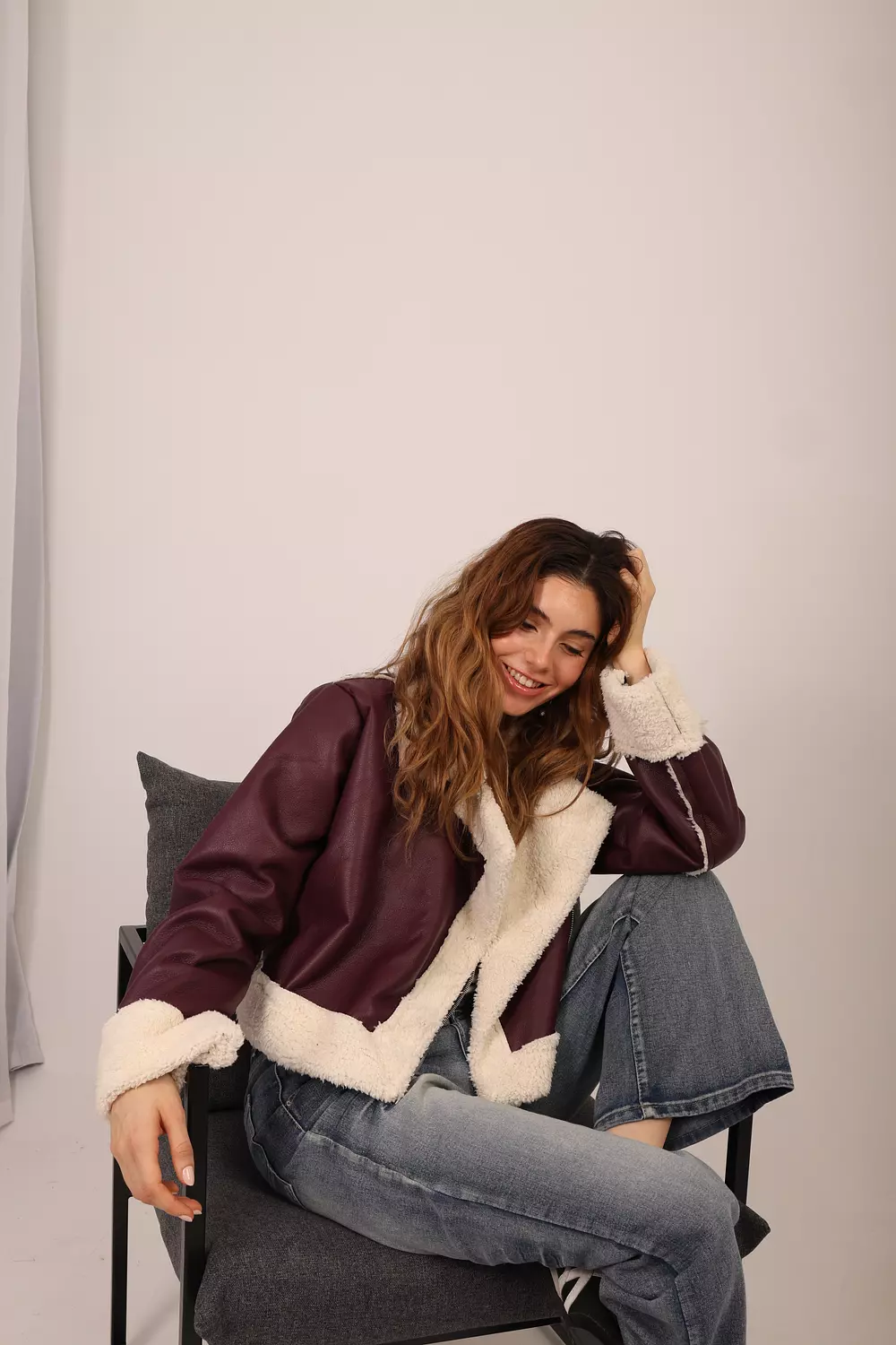 Wine Shearling Jacket 6