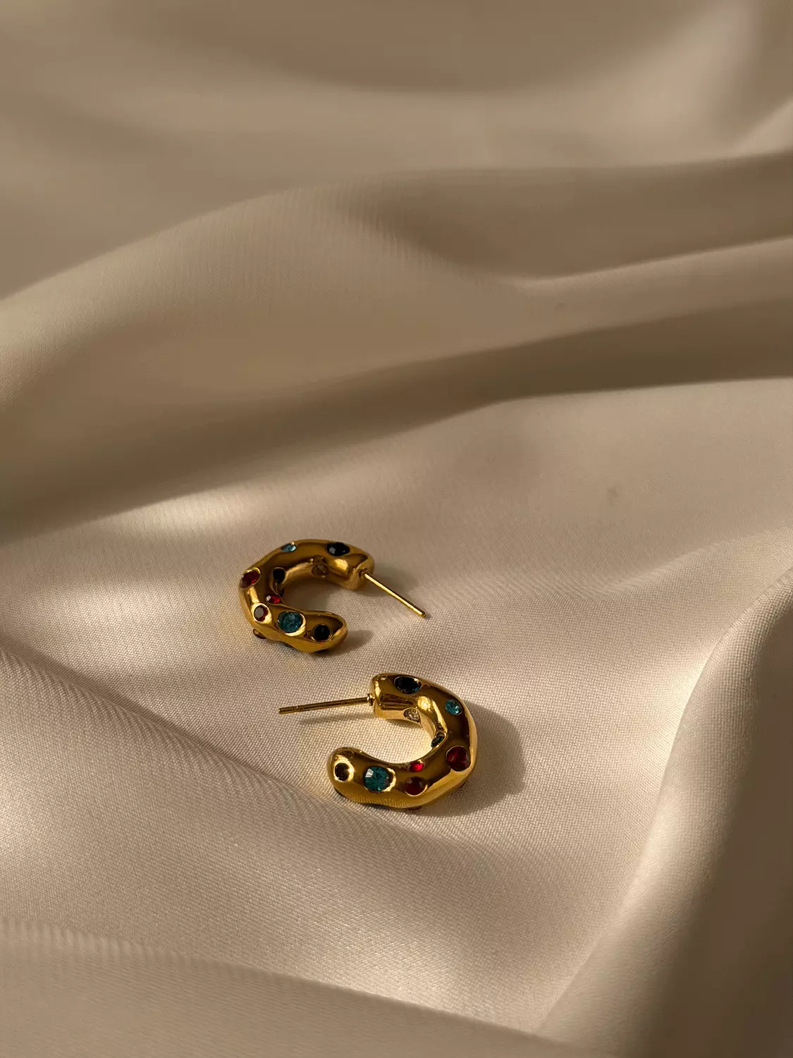 Chunky Colored Studs Hoops image
