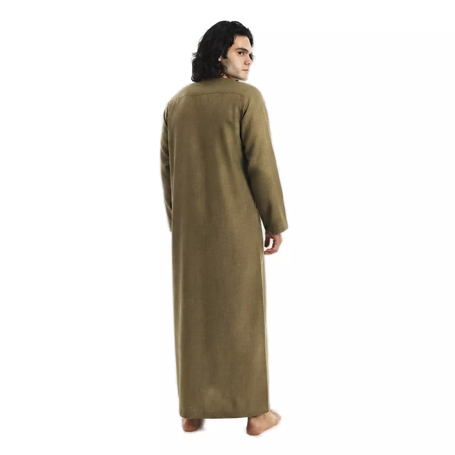 Men Galabeya Long Sleeves - Linen - 2326 - Dark Camel 4