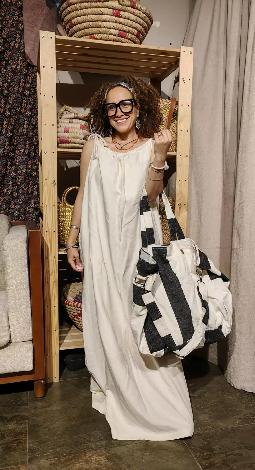 Boho maxi linen strap dress 8