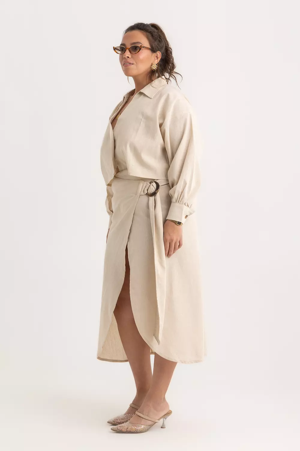 The Rita Wrapped Skirt Beige 4
