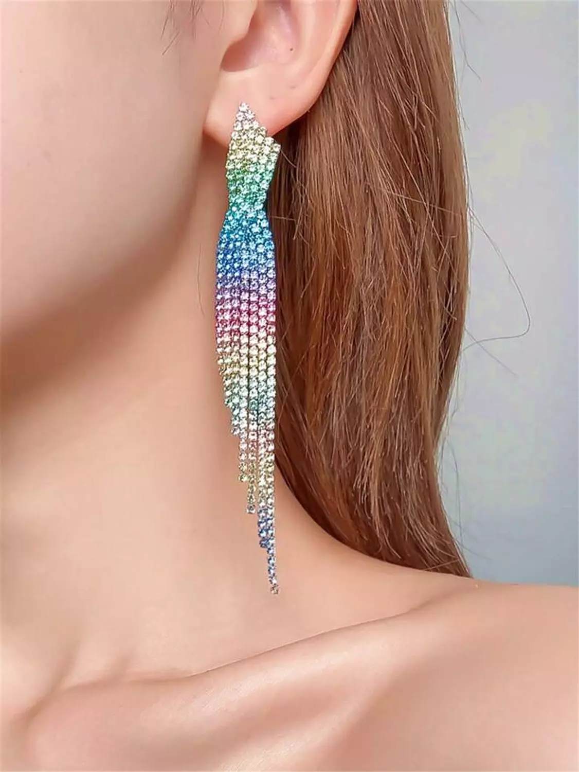 Shiny Rainbow Colour Crystal Earring