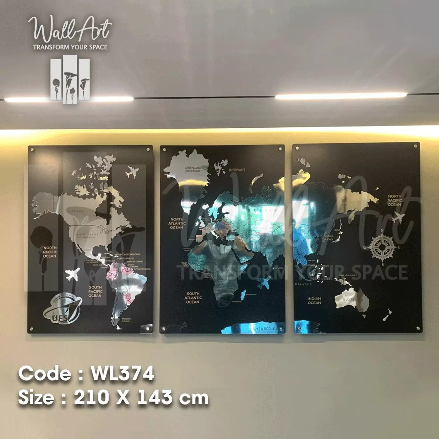 AW116-Engraved World Map   13