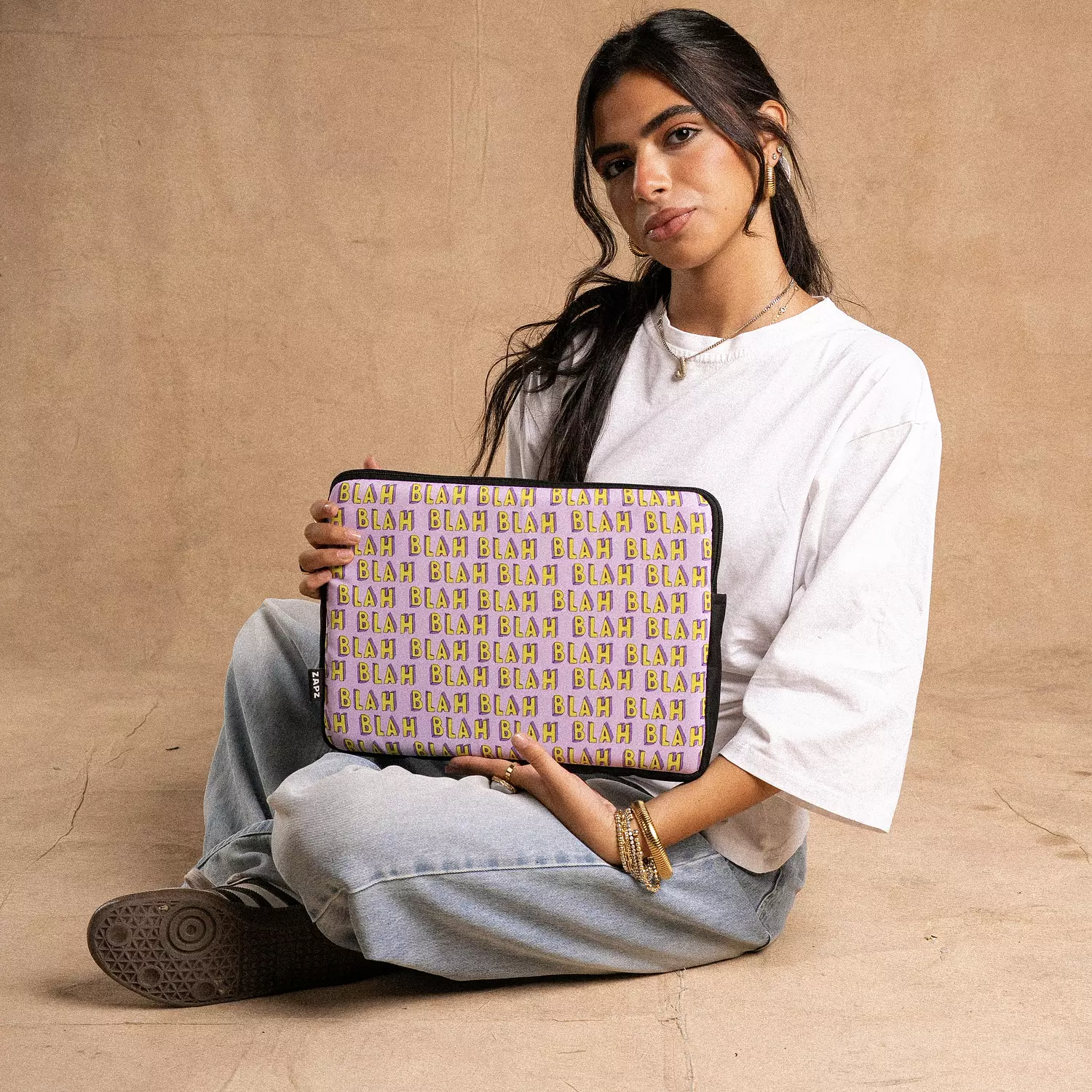 BLAH BLAH PINK ‘N’ YELLOW LAPTOP SLEEVE  image