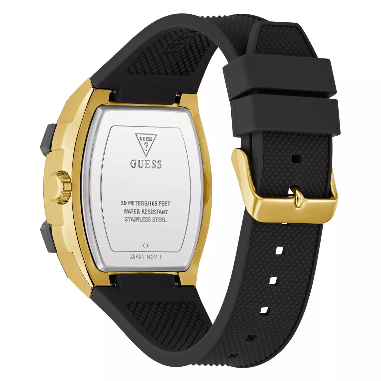 GUESS Mens Black Gold Tone Multi-function Watch Black Silicone Strap GW0956G2 2