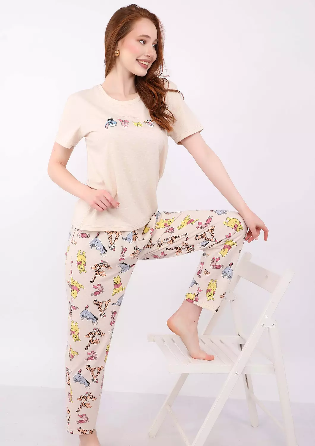 S144 Winnie The Pooh FULL-LENGTH PANTS Pajama Set 3