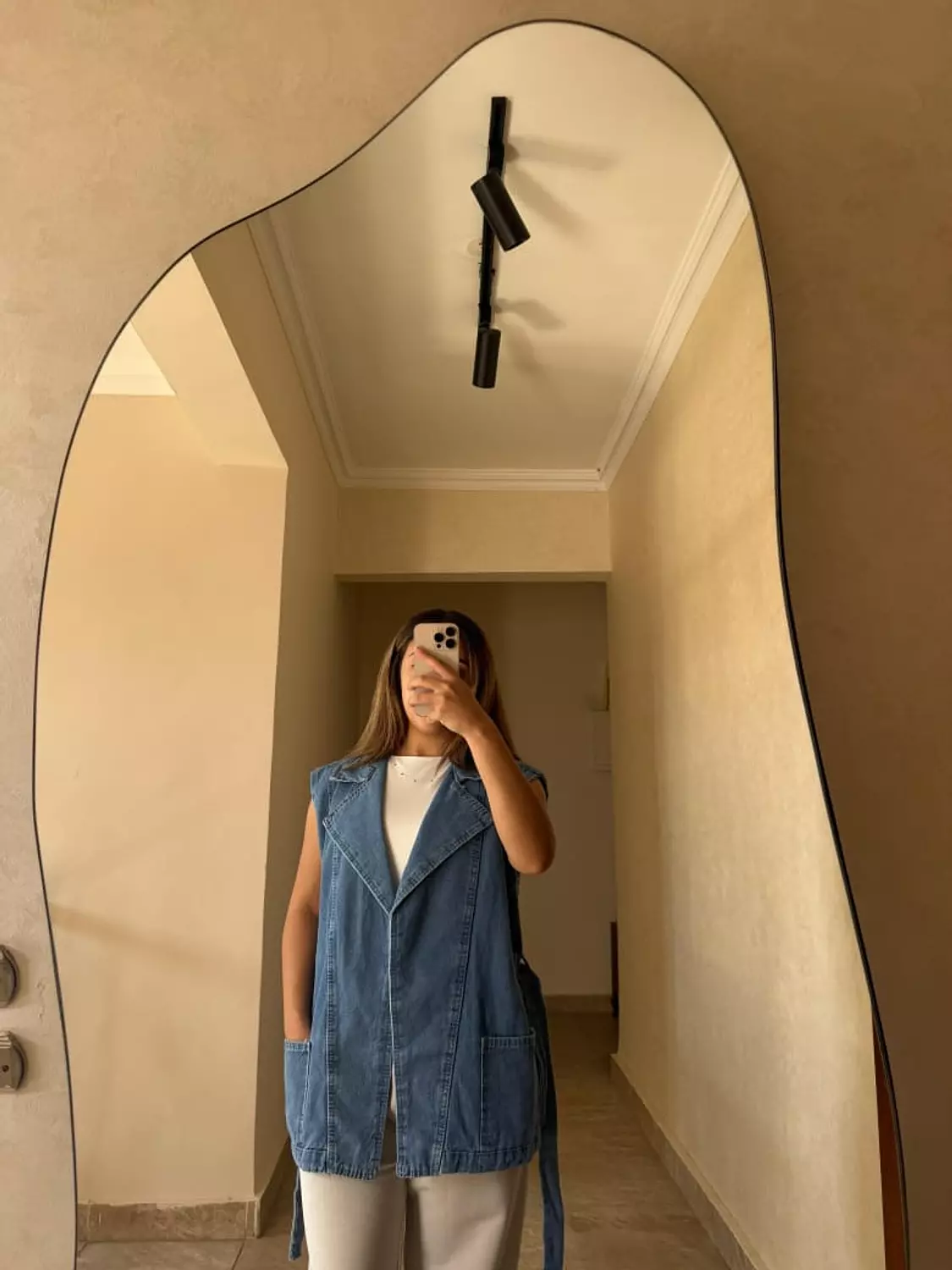 Long Jeans Vest Dark Blue hover image