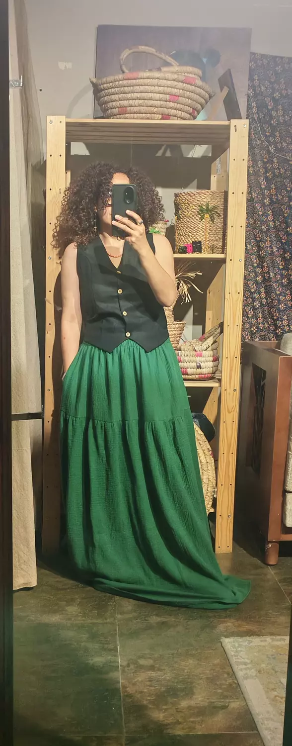  a line maxi cotton Crinkle skirts hover image
