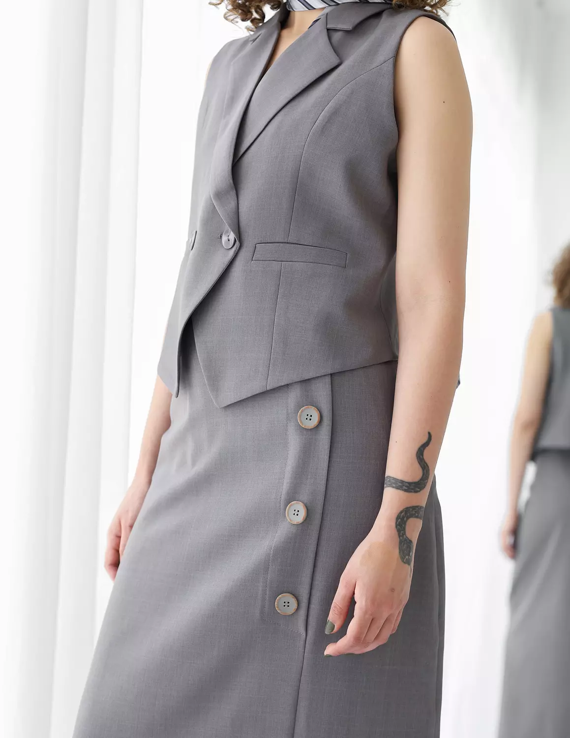 Grey Breeze double breasted cropped vest  5