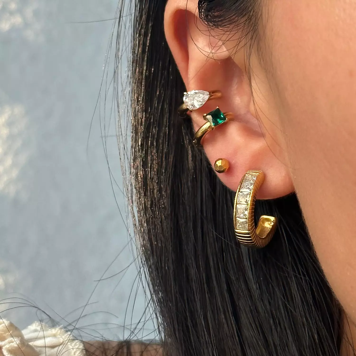 Bling square cubic inlaid earrings  image